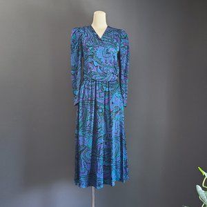 80's Silk Paisley Surplice Dress by NUIT